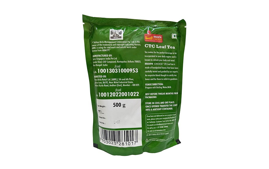 More Choice Pure CTC Leaf Tea    Pouch  500 grams
